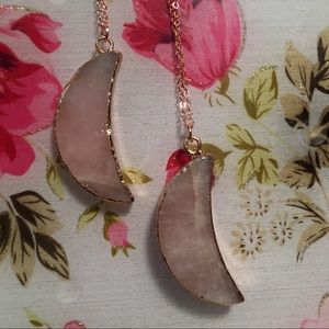 Rose Quartz Crescent Moon Necklace